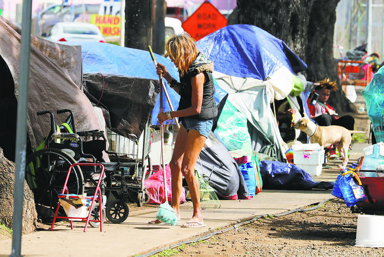JAMM AQUINO / JAQUINO@STARADVERTISER.COM
                                A homeless encampment on Dillingham Boulevard is seen on Jan. 7.