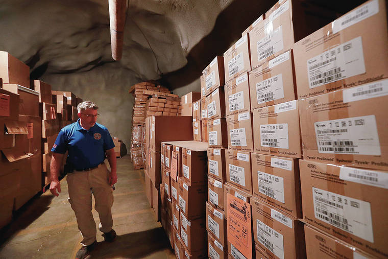 JAMM AQUINO / JAQUINO@STARADVERTISER.COM                                Chris Crabtree, executive director of the Hawaii Healthcare Emergency Management Coalition, on Monday walked the supply tunnel used to house medical supplies in case of a public health emergency.