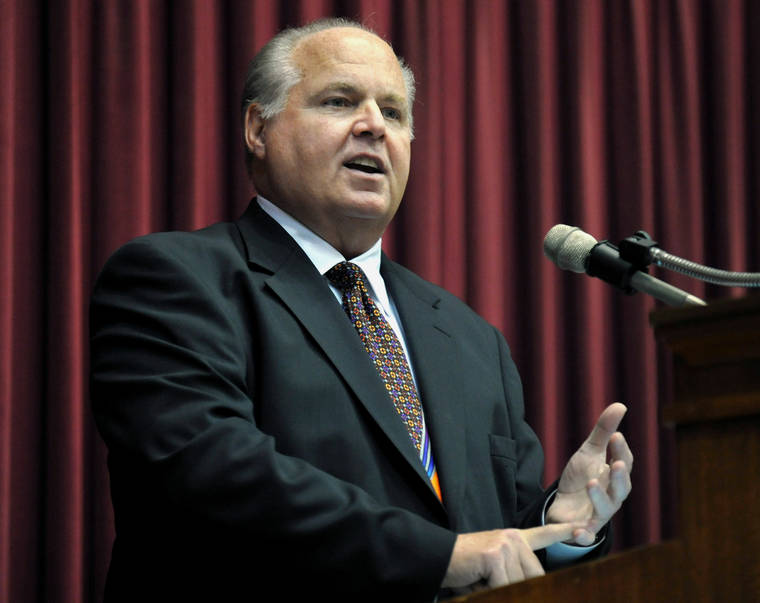 ASSOCIATED PRESS / MAY 2012
                                Radio host Rush Limbaugh spoke during a ceremony inducting him into the Hall of Famous Missourians in the state Capitol in Jefferson City, Mo. Limbaugh said he’s been diagnosed with advanced lung cancer.