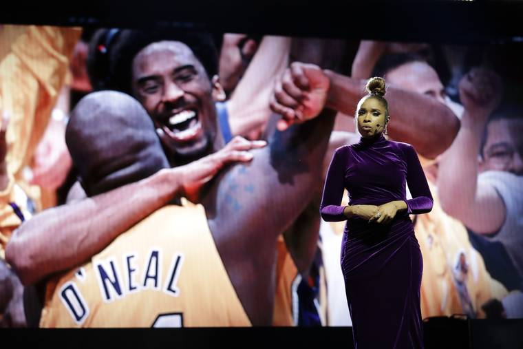 ASSOCIATED PRESS
                                Jennifer Hudson sings a tribute to former NBA All-Star Kobe Bryant and his daughter Gianna before the NBA All-Star basketball game.