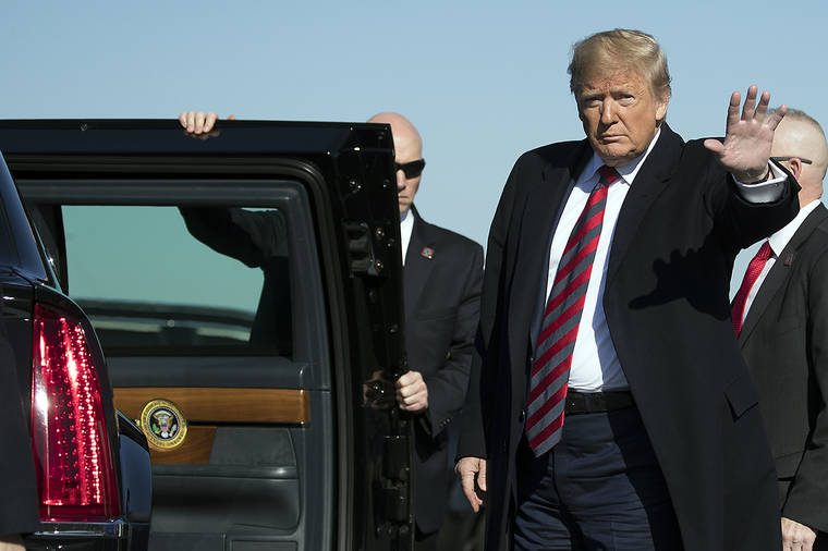 ASSOCIATED PRESS / Nov. 9
                                President Donald Trump, seen here in Tuscaloosa, Ala., in November, was reportedly angered that U.S. intelligence officials told U.S. House lawmakers that Russia was interfering in the 2020 election in an attempt to help him get reelected.