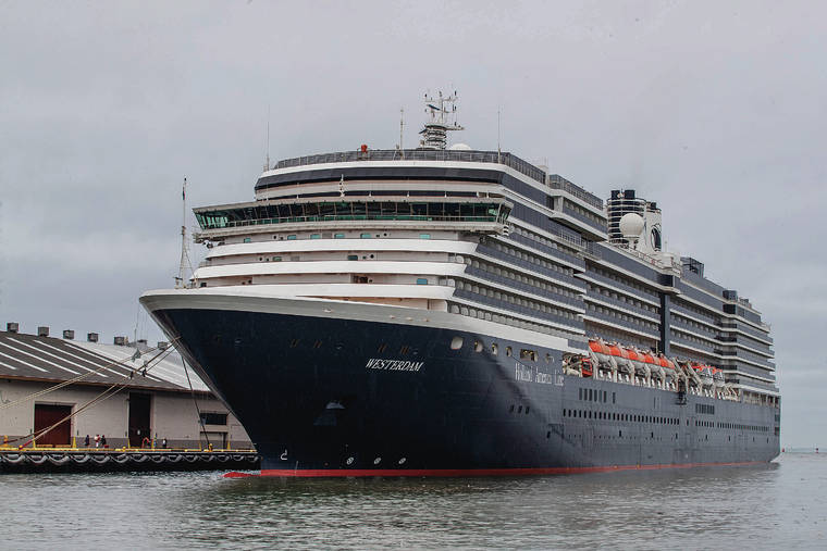 DENNIS ODA / DODA@STARADVERTISER.COM
                                The cruise ship Westerdam docked at Pier 2 on Tuesday.
