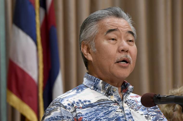 BRUCE ASATO / BASATO@STARADVERTISER.COM
                                Gov. David Ige speaks at this afternoon’s news conference at the State Capitol, where he announced sweeping changes to fight the coronavirus.