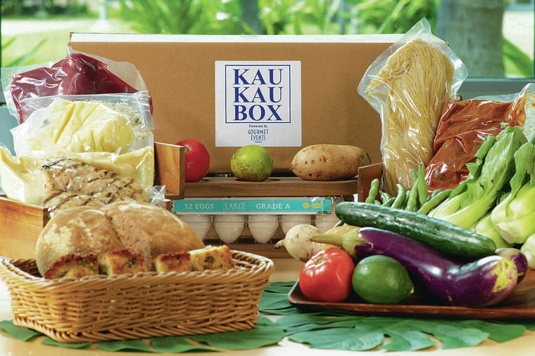 COURTESY KAU KAU BOX
                                A Kau Kau Box includes fresh produce and eggs, as well as prepared meals that serve four.