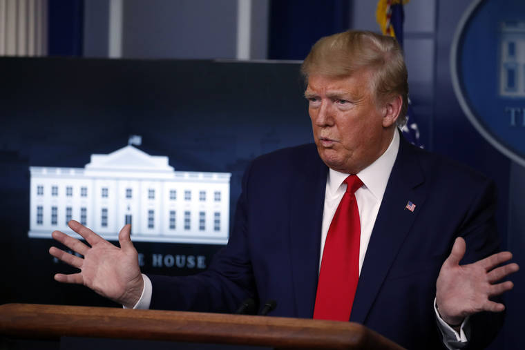 ASSOCIATED PRESS
                                President Donald Trump spoke about the coronavirus in the James Brady Press Briefing Room of the White House, Monday, in Washington.
