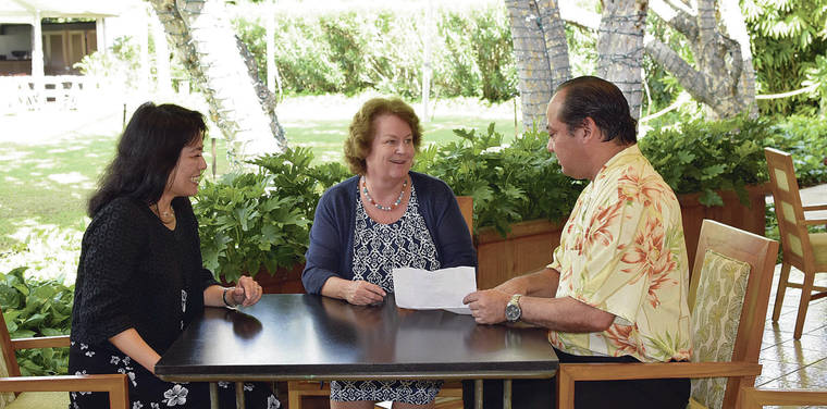 COURTESY PHOTO
                                Goodwill Hawaii President Laura Smith, center, with board members Gwen Yamamoto Lau, left, and Amori Ogata.