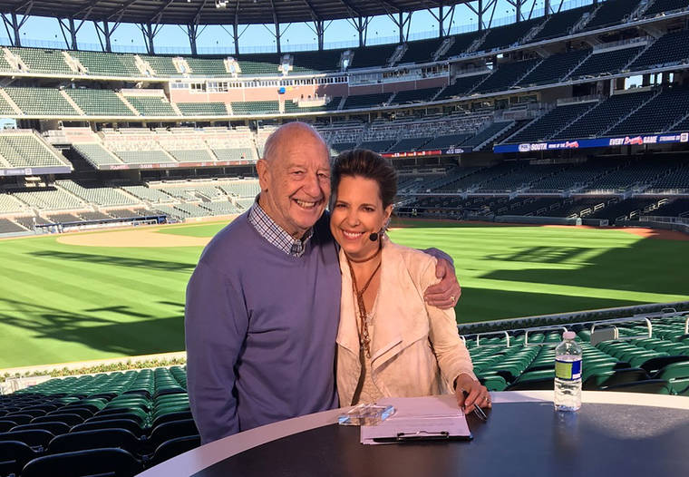 ASSOCIATED PRESS
                                In this March 2017 photo provided by Hannah Storm, Mike Storen poses with daughter Hannah Storm at the Atlanta Braves’ new ballpark in Atlanta. Storen, a former ABA commissioner and multisport marketing whiz, died today. He was 84. Storm said her father died at Emory University Hospital in Atlanta of complications from cancer.