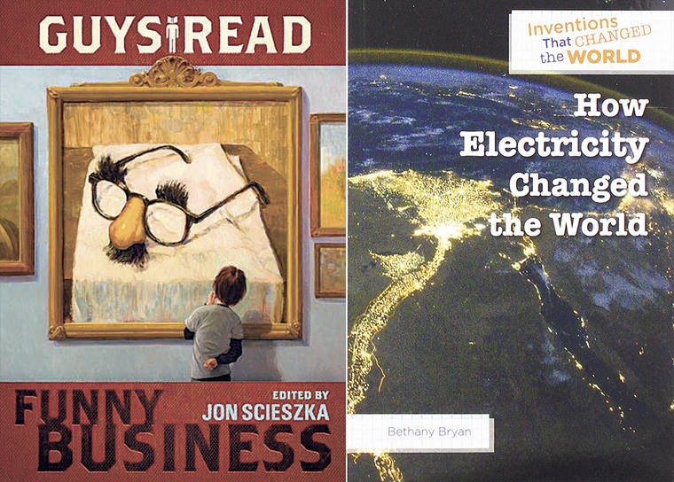 COURTESY PHOTOS
                                “Funny Business” by Jon Scieszka, left, and “How Electricity Changed the World” by Bethany Bryan.