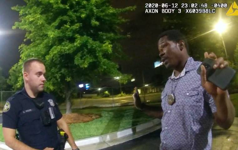 ATLANTA POLICE DEPARTMENT VIA ASSOCIATED PRESS
                                This screengrab taken from body camera video provided by the Atlanta Police Department shows Rayshard Brooks speaking with Officer Garrett Rolfe in the parking lot of a Wendy’s restaurant, late Friday, in Atlanta.