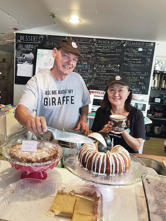 CARLA TRACY / SPECIAL TO THE STAR-ADVERTISER
                                Maui Coffee Attic in Wailuku is continuing its Facebook concert series and doing renovations that will allow for patio seating and a walk-up counter for hot dogs and such. Owners John and Gwen Henry bake fresh pastries, from red velvet cake to almond tarts.