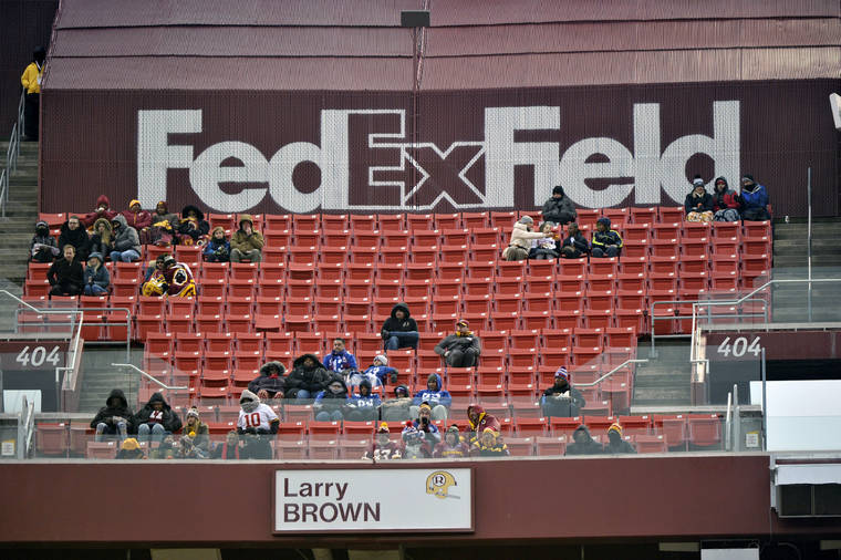 ASSOCIATED PRESS / 2018
                                FedEx Field is less than full during the second half of an NFL football game between the Washington Redskins and the New York Giants in Landover, Md. in 2018. The title sponsor of the Redskins’ stadium wants them to change their name.