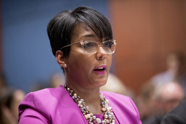ASSOCIATED PRESS
                                Atlanta Mayor Keisha Lance Bottoms spoke, in July 2019, during a Senate Democrats’ Special Committee on the Climate Crisis on Capitol Hill in Washington. Bottoms announced today that she had tested positive for COVID-19.