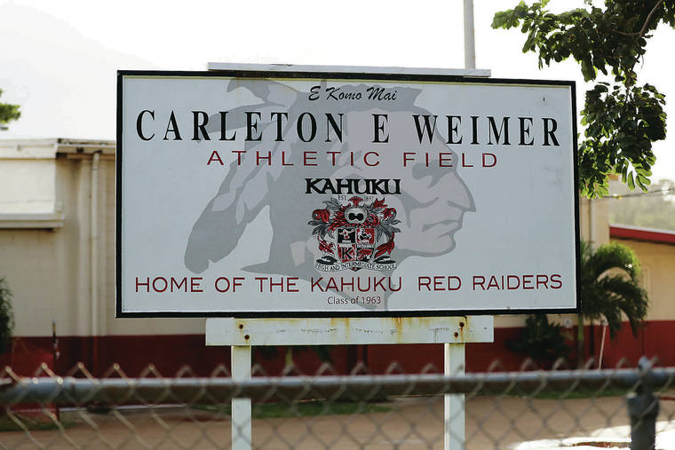 STAR-ADVERTISER / NOV. 2019
                                In 2014 Kahuku High School’s logo was tweaked to give the Native American warrior, pictured above, a Polynesian look.