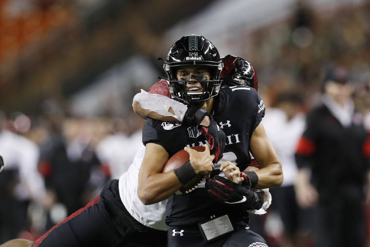 ASSOCIATED PRESS
                                Hawaii quarterback Chevan Cordeiro in action during the second half of a game against San Diego State Saturday, in Nov. 2019, in Honolulu. Robert Morris University and the University of Hawaii football teams have reached an agreement to meet on Sept. 26 at Aloha Stadium.