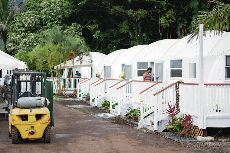 COURTESY FIRST ASSEMBLY OF GOD / 2018
                                The state’s first dome shelters in Kaneohe for Hawaii’s homeless are 12 igloolike structures. Seven of the nine domes are currently occupied by residents, one is occupied by the resident manager, while two are used as restrooms.