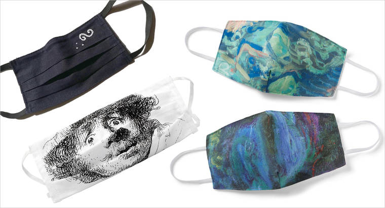NEW YORK TIMES
                                Undated handout images of themed face masks, which have been big sellers at museum gift shops. Clockwise from top left, an offering from the Klimt Villa in Vienna, two from the Metropolitan Museum of Art in New York, and one from the Rijksmuseum in Amsterdam.