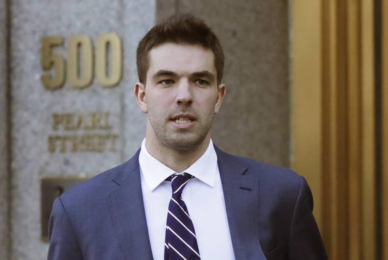 ASSOCIATED PRESS
                                In this March 2018 file photo, Billy McFarland, the promoter of the failed Fyre Festival in the Bahamas, leaves federal court after pleading guilty to wire fraud charges in New York. More than three years after the highly publicized Fyre Festival famously fizzled out in the Bahamas, merchandise and other “minor assets” are available for purchase, courtesy the U.S. Marshals Service from Texas-based Gaston & Sheehan Auctioneers.