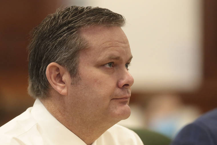 ASSOCIATED PRESS
                                Chad Daybell listens during his preliminary hearing in St. Anthony, Idaho, today.