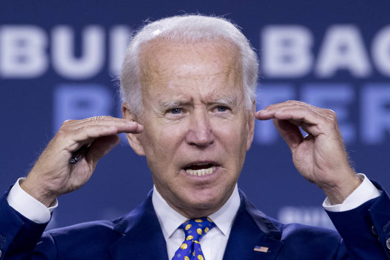 ASSOCIATED PRESS
                                Democratic presidential candidate former Vice President Joe Biden spoke at a campaign event at the William “Hicks” Anderson Community Center, July 28, in Wilmington, Del. Biden will not travel to Milwaukee to accept Democratic presidential nomination.