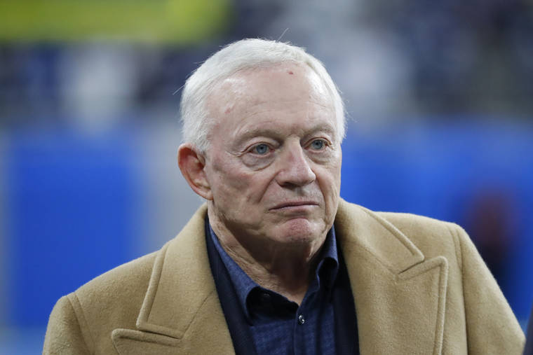 ASSOCIATED PRESS
                                Dallas Cowboys owner and general manager Jerry Jones waits for the team’s NFL football game against the Detroit Lions in Detroit in November. Jones sidestepped the question of whether he would change his policy requiring players for the Cowboys to stand during the national anthem. Still, the owner who has taken the hardest line among his NFL counterparts against protesting racial injustice during “The Star-Spangled Banner” did acknowledge a changing social tide after the killing of George Floyd by police in Minneapolis.