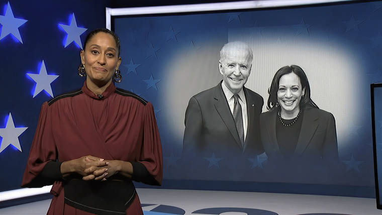 DEMOCRATIC NATIONAL CONVENTION VIA AP
                                In this image from video, Tracee Ellis Ross, serving as moderator, speaks during the second night of the Democratic National Convention.