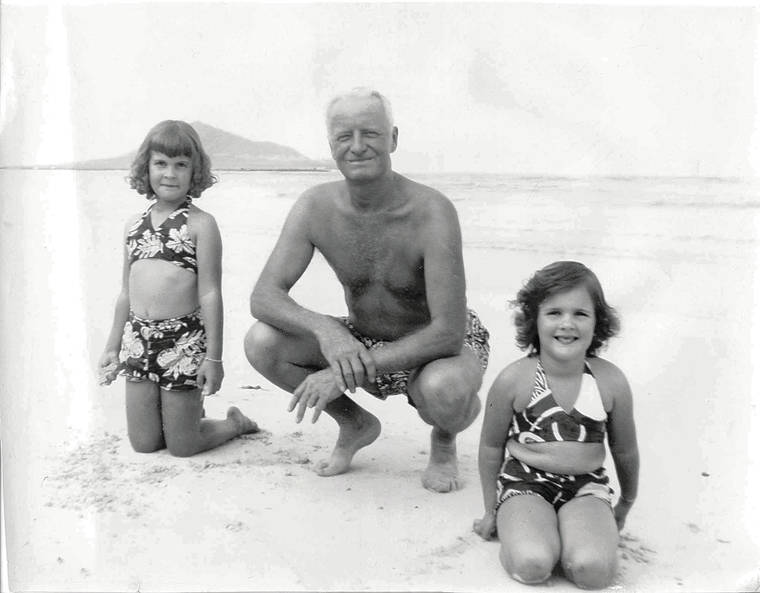 COURTESY MICHAEL LILLY
                                Adm. Chester Nimitz, above, with author Michael Lilly’s sisters, Maile, left, and Sheila.