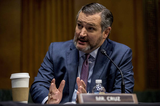 ASSOCIATED PRESS
                                Sen. Ted Cruz, R-Texas, seen here at a Senate Foreign Relations Committee hearing on Capitol Hill on Tuesday, clashed with Democrats at a Judiciary hearing about protests across America.