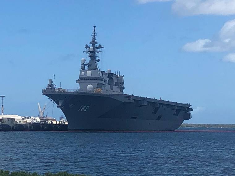CRAIG T. KOJIMA / CKOJIMA@STARADVERTISER.COM
                                The 646-foot JS Ise arrived today at Pearl Harbor