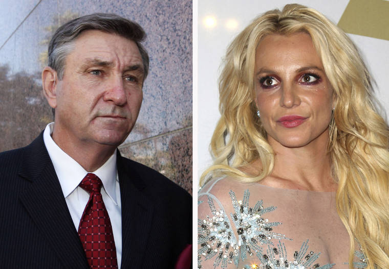 ASSOCIATED PRESS
                                This combination photo shows Jamie Spears, left, father of Britney Spears, as he leaves the Stanley Mosk Courthouse in Los Angeles in 2012, and Britney Spears in Beverly Hills, Calif., in 2017. Britney Spears is welcoming public scrutiny of the court conservatorship that has allowed her father to control her life and money for 12 years. In a court filing, Spears objected to her father’s motion to seal a recent filing in the case. Spears says the public ought to see what moves her father and the court are making in her supposed interest.