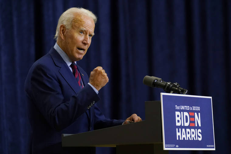 ASSOCIATED PRESS
                                Democratic presidential candidate former Vice President Joe Biden spoke in Wilmington, Del., today.