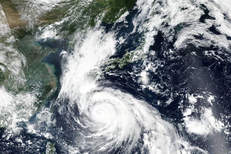 NASA VIA AP
                                Typhoon Haishen barreling toward the Okinawa islands in southern Japan on Saturday, prompting warnings about torrential rainfall and fierce wind gusts. Weather officials have cautioned about Typhoon Haishen for the last several days, urging people to brace for what could be a record storm and be ready to take shelter and stock up on food and water.