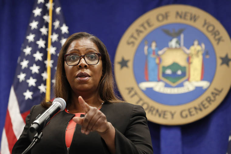AP / AUG. 6
                                New York State Attorney General Letitia James takes a question at a news conference in New York. James said on Saturday, Sept. 5, 2020 that she will impanel a grand jury to look into the death of Daniel Prude. Prude, 41, apparently stopped breathing as police in Rochester, N.Y. were restraining him in March 2020 and died when he was taken off life support a week later.