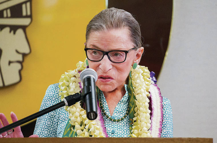 CINDY ELLEN RUSSELL / 2017
                                U.S. Supreme Court Justice Ruth Bader Ginsburg interacted with high school students at a one-hour question-andanswer session held at Mililani High School on Feb. 11, 2017. The event was organized by the University of Hawaii William S. Richardson School of Law as part of its U.S. Supreme Court Jurist-in-Residence program.