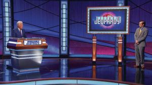COURTESY JEOPARDY PRODUCTIONS
                                University of Hawaii alumnus Jeff Rich, right, is shown with “Jeopardy!” host Alex Trebek during taping of the program.