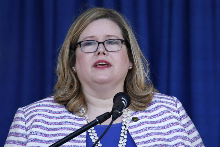 ASSOCIATED PRESS / 2019
                                General Services Administration Administrator Emily Murphy speaks during a ribbon cutting ceremony for the Department of Homeland Security’s St. Elizabeths Campus Center Building in Washington.