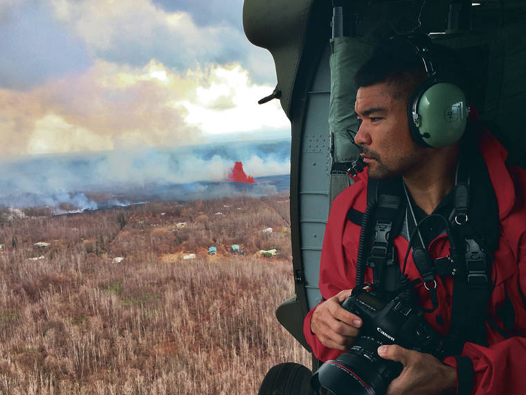 COURTESY ANDREW HARA                                 Hawaii island photographer/videographer Andrew Hara flies over the Kilauea eruption in 2018. He received three months’ mortgage support through December for his Hilo home from federal funds after his marketing and photo/video business dried up during the COVID-19 pandemic.