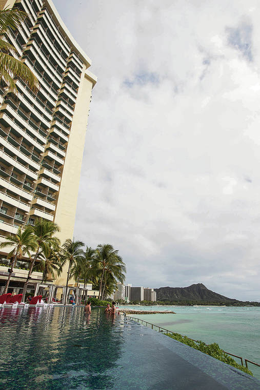 CINDY ELLEN RUSSELL / CRUSSELL@STARADVERTISER.COM
                                Hawaii’s hotel industry is still struggling despite tourism reopening, and isn’t expected to break even in 2021. Guests of the Sheraton Waikiki enjoy the Infinity Edge Pool and a view of Diamond Head.