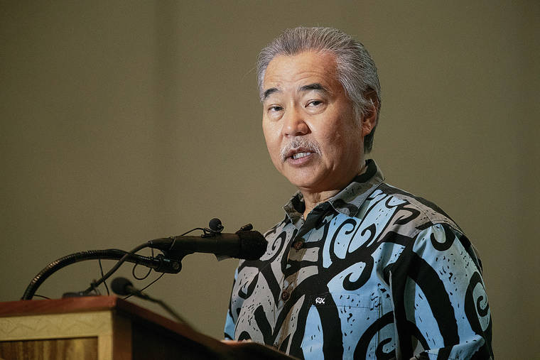 GEORGE F. LEE / GLEE@STARADVERTISER.COM
                                Hawaii Gov. David Ige speaks during a press conference on Aug. 19.