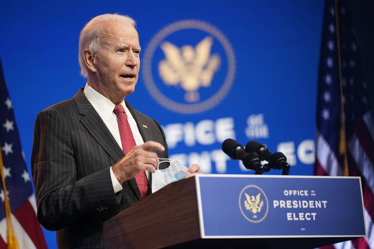 ASSOCIATED PRESS
                                President-elect Joe Biden speaks at The Queen theater in Wilmington, Del., on Friday.