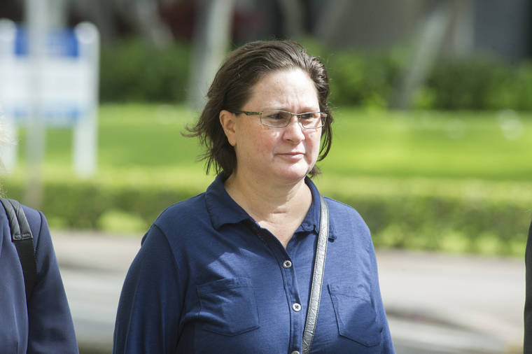 CRAIG T. KOJIMA / JUNE 28, 2019
                                Former city prosecutor Katherine Kealoha, seen here outside Federal Court in Honolulu in 2019, has refused to come out of her jail cell to meet with her lawyer to discuss her upcoming sentencing.