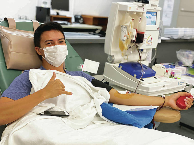 COURTESY BLOOD BANK OF HAWAII
                                Jonathan Vuylsteke, 26, of Honolulu has donated convalescent plasma at the Blood Bank of Hawaii three times since August. He is a COVID-19 survivor.