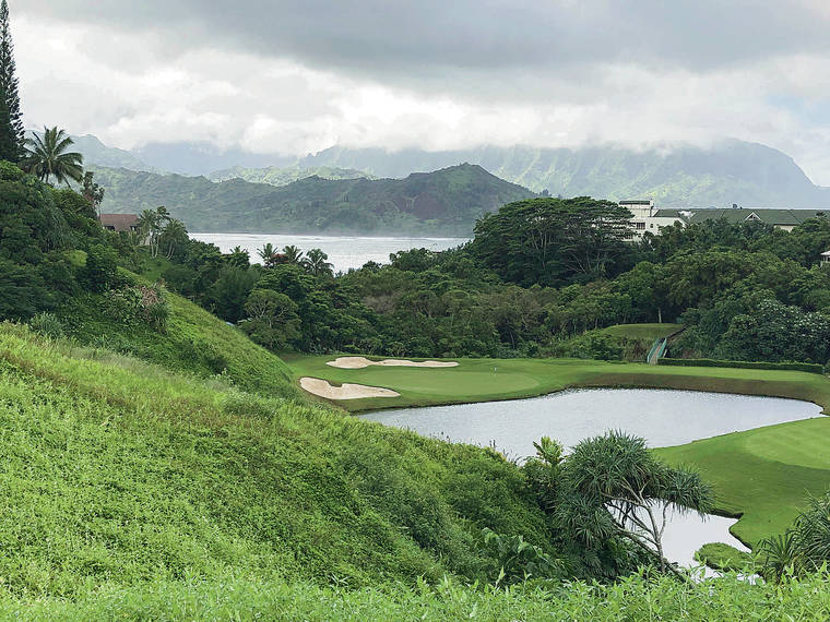 ASSOCIATED PRESS / 2018
                                Clouds hang over a golf course, above, near Hanalei Bay in Prince­ville.