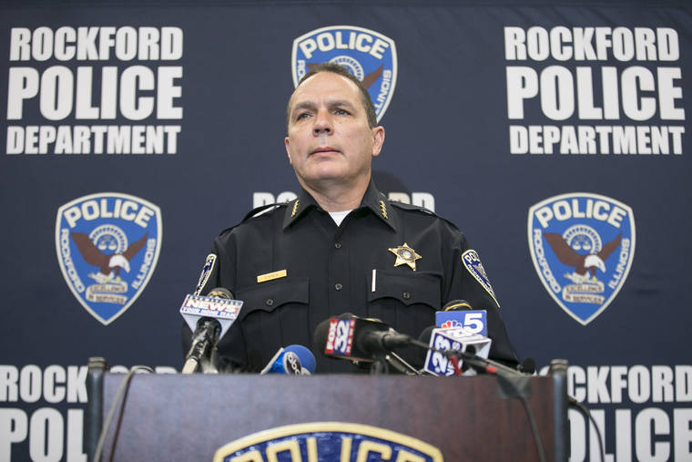 ASSOCIATED PRESS
                                Rockford Police Chief Dan O’Shea identifies the suspected shooter in a triple homicide Saturday night as Duke Webb, of Florida. Webb allegedly opened fire inside bowling alley Don Carter Lanes, killing three people and wounding three others, O’Shea said during a news conference at Rockford Police Department District 3 today in Rockford, Ill.
