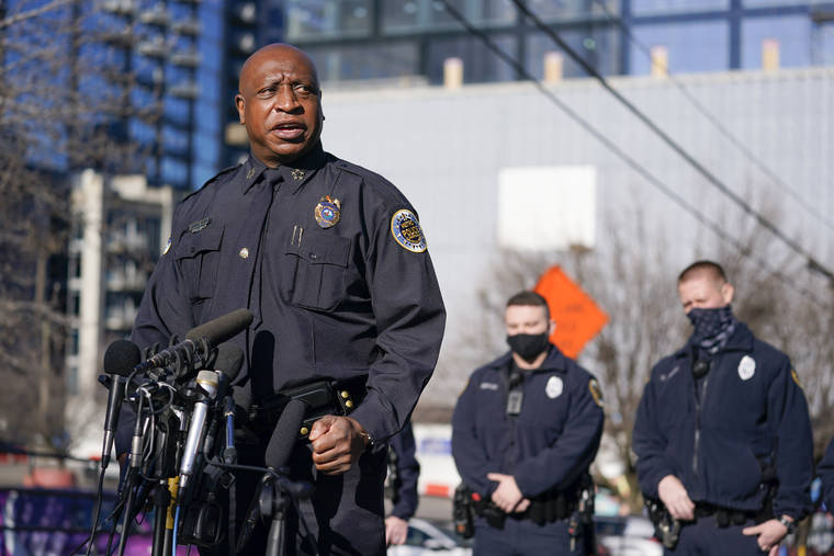 ASSOCIATED PRESS
                                Nashville Chief of Police John Drake speaks at a news conference today in Nashville, Tenn. Drake spoke before five officers told what they experienced when an explosion took place in downtown Nashville early Christmas morning. The officers are part of a group of six officers credited with evacuating people before the explosion happened. Behind Drake are two of the officers, Michael Sipos, center, and Richard Luellen, right.