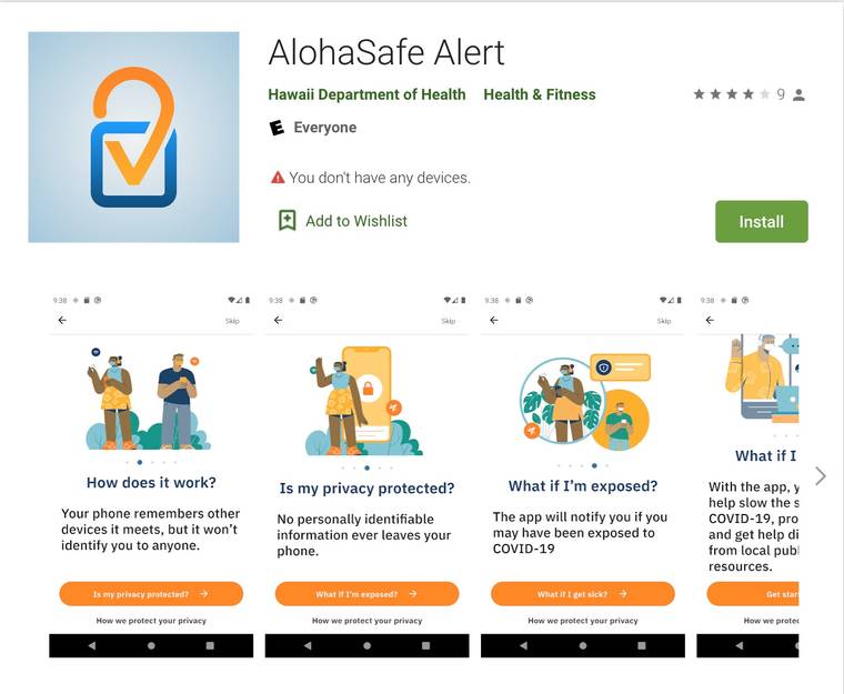 A screenshot of the AlohaSafe Alert app which is free on Apple Store or Google Play.