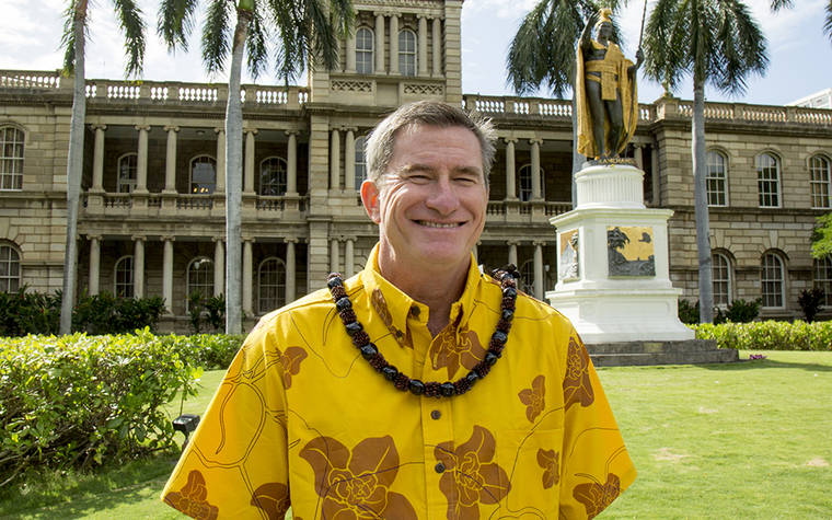 KAT WADE / SPECIAL TO STAR-ADVERTISER / JAN. 26, 2019
                                Honolulu City Councilman Tommy Waters, seen here during a 2019 news conference outside the Hawaii Supreme Court, will be the council’s new chairman.