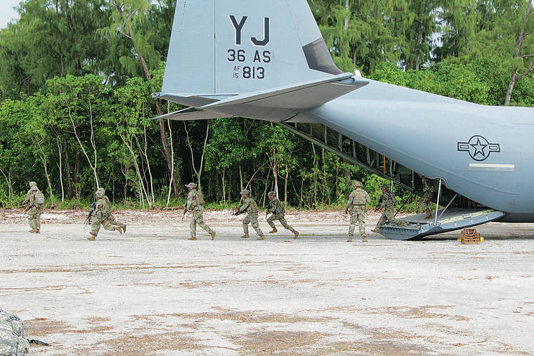 U.S. ARMY
                                A U.S. Air Force C-130 Hercules delivered U.S. Army Pacific soldiers onto the newly renovated Angaur Airfield on Sept. 6 for training exercises in the Republic of Palau.