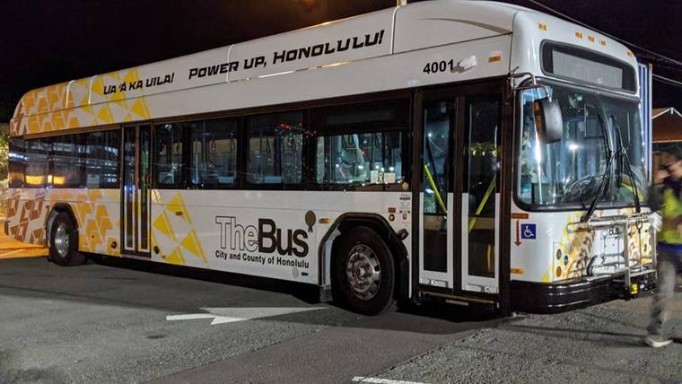 COURTESY CITY AND COUNTY OF HONOLULU 
                                Seventeen electric buses are expected to be added to the TheBus fleet by next year. Officials hope to replace the old buses with zero-emission vehicles by 2035.