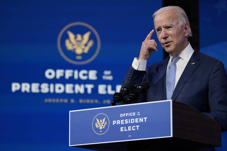 ASSOCIATED PRESS
                                President-elect Joe Biden speaks at The Queen theater in Wilmington, Del., Wednesday. Biden has called the violent protests on the U.S. Capitol “an assault on the most sacred of American undertakings: the doing of the people’s business.”