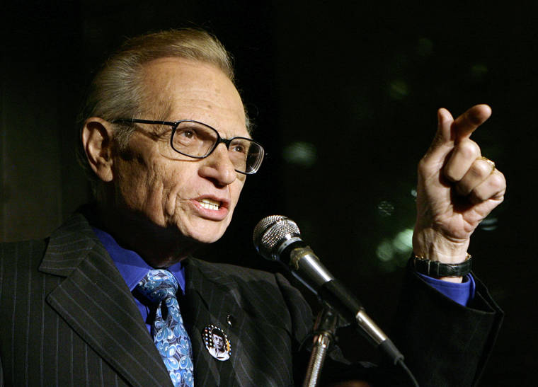 ASSOCIATED PRESS / 2007
                                Larry King speaks to guests at a party held by CNN, celebrating King’s fifty years of broadcasting in New York. King, who interviewed presidents, movie stars and ordinary Joes during a half-century in broadcasting, has died at age 87.
